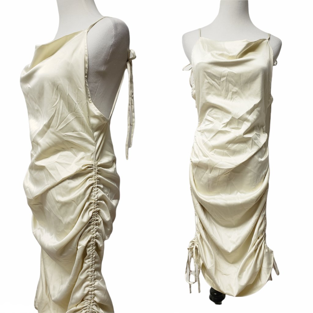 Choosy Cream Satin String Me Along Dress
